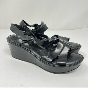 Born Black Tayen Leather Wedge Platform  Sandals 10